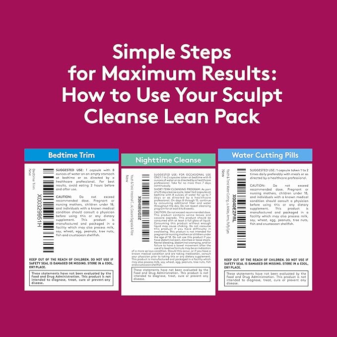 Youth & Tonic Sculpt Lean Cleanse – Feel Lighter & More Toned, Water Weight & Bloating Relief, Detox & Fluid Loss Support – Bedtime Trim, 15 Day Colon Cleanser, 90 Pills for Metabolism & Defined Body