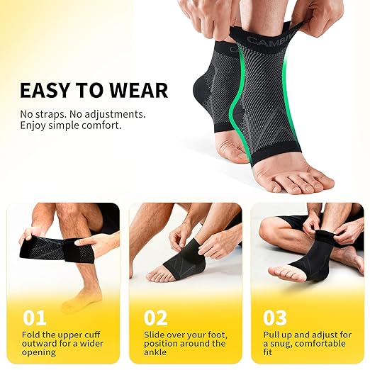 CAMBIVO 1 Pair Ankle Compression Sleeve for Men & Women – Soft, Breathable Support for Plantar Fasciitis, Achilles Tendonitis, Swelling & Sports Recovery – Easy to Wear, All-Day Comfort Fit