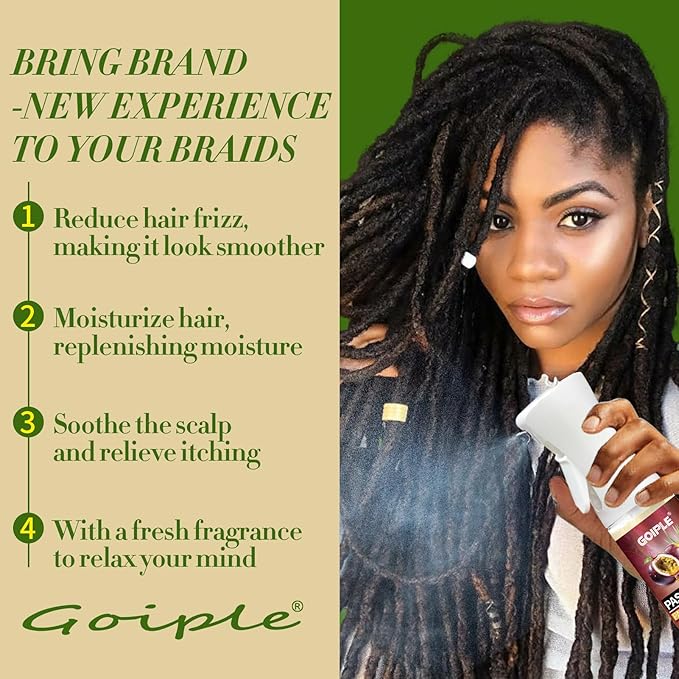 Loc Moisturizing Spray for Dull, Dry Locs - Daily Passion Fruit Hair and Scalp Moisturizer for Dreadlocks, Sisterlocks, Microlocks, Braids- Lightweight Refreshing Moisturizer Loc Spray for Anti-frizz