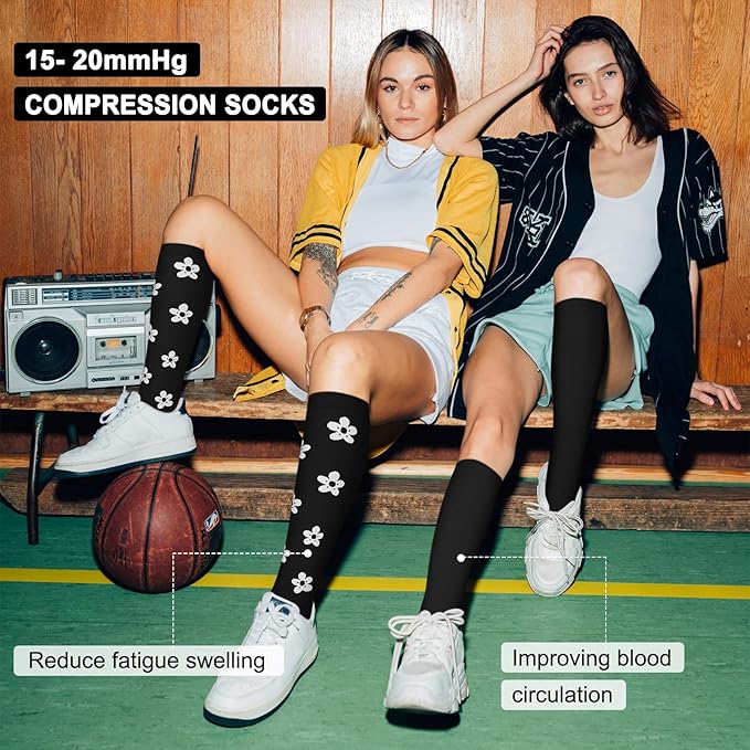 Iseasoo 4 Pairs Compression Socks for Women Circulation-Best Support for Nurses,Running,Athletic,Travel