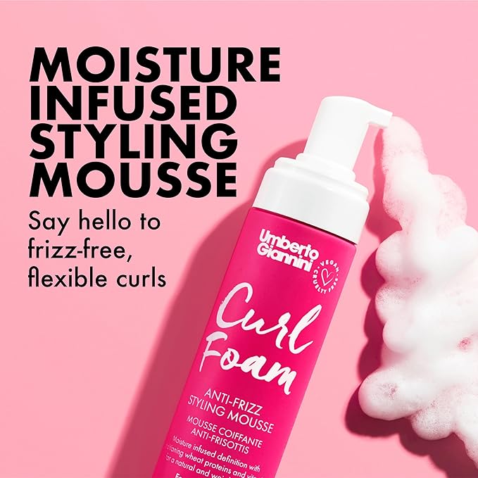 Umberto Giannini Curl Jelly & Foam Mousse Duo - Vegan & Cruelty-Free Styling Gel and Mousse for Defrizzing Curly or Wavy Hair