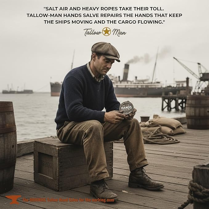 Tallow Man Hand Salve – Heavy-Duty Hand Repair for Working Men | Grass-Fed Tallow 5oz