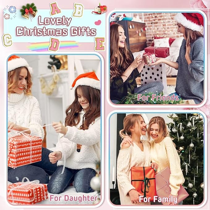 TOPEAST Initial Makeup Bag, Birthday Gifts for 4 5 6 7 8 9 10 11 12 Year Old Teen Girls, Personalized Preppy Cosmetic Bags Toiletry Bag (Pink A)