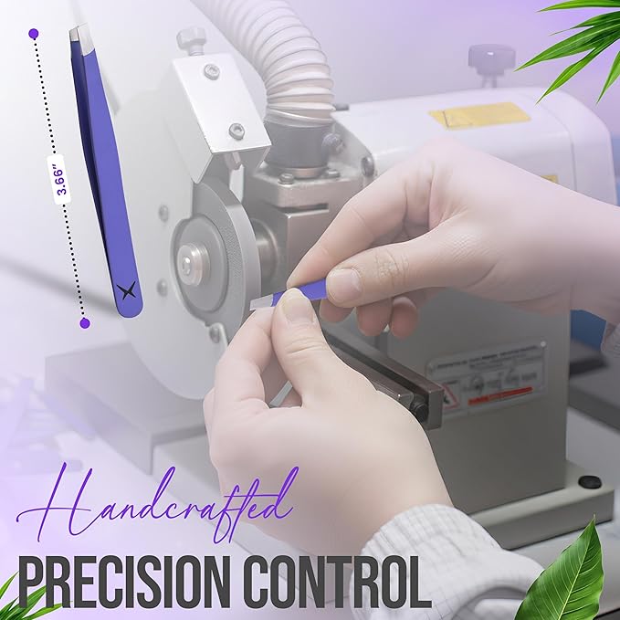 Stainless Steel Mini Slant Tweezer - Professional Precision Eyebrow Tweezers for Women & Men, Rust-Proof Travel Grooming Tool for Facial Hair Removal, Chin Hair & Ingrowns (Purple)