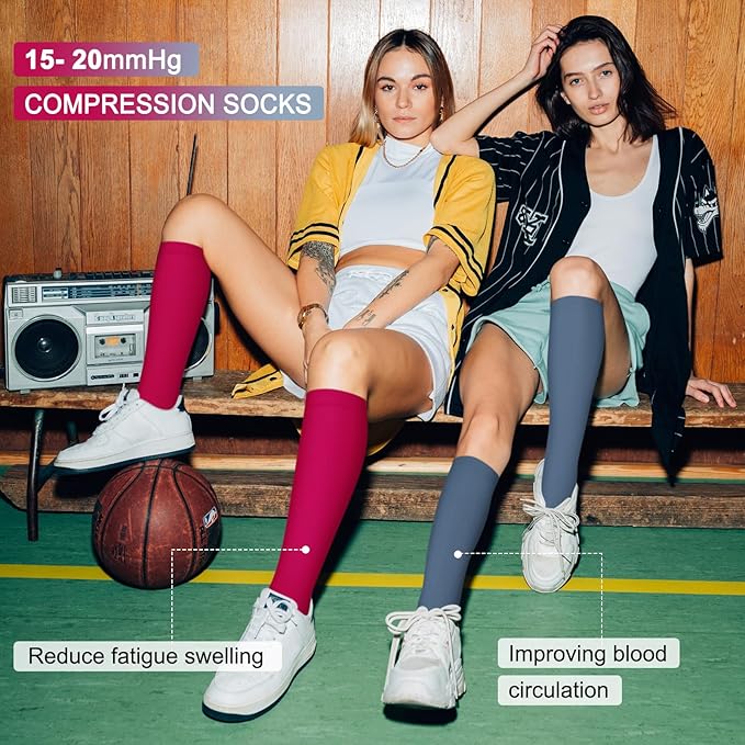 Iseasoo 4 Pairs Compression Socks for Women Circulation-Best Support for Nurses,Running,Athletic,Travel