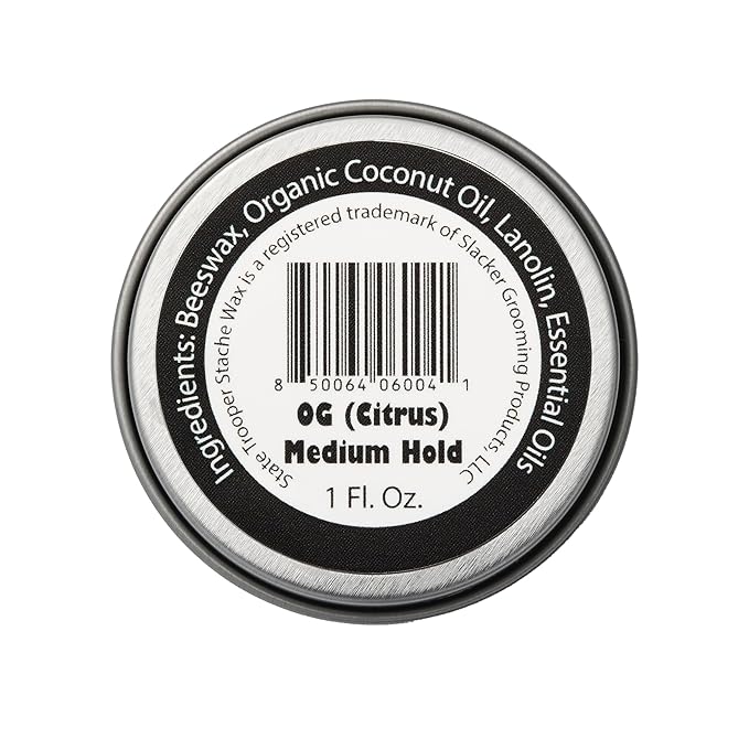 Medium Hold Mustache Wax with Beeswax, Coconut Oil & Lanolin – Natural Moustache Grooming & Styling Wax with Citrus Scent - Nourishing Mustache Conditioner & Sculpting Wax