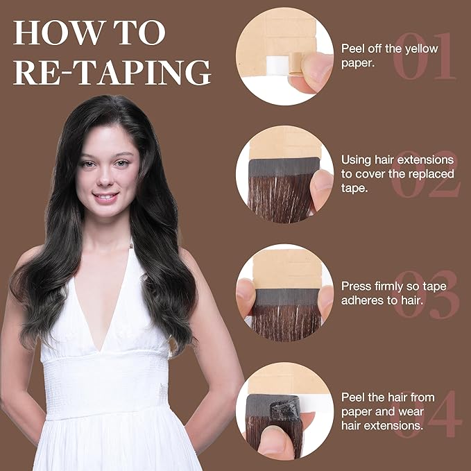 GOO GOO Tape in Hair Extensions Human Hair, 1 Jet black, 16inch 100g 40pcs, Skin Weft Seamless Invisible, Silky Straight with Thick Ends, Remy Human Hair