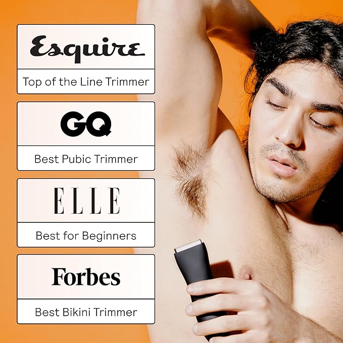 MERIDIAN The Trimmer Original – Body Hair Trimmer for Men, Electric Groin & Body Groomer for Pubic Hair, Chest, Legs & Underarms, Waterproof & Rechargeable, Onyx