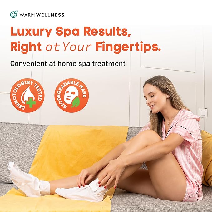 Foot Peeling Mask – Lavender Exfoliating Treatment Booties for Callus Removal & Renewal of Dry, Cracked Feet – Dermatologist-Inspired Moisturizing Spa Therapy for Men & Women (Peach 2 Pairs)