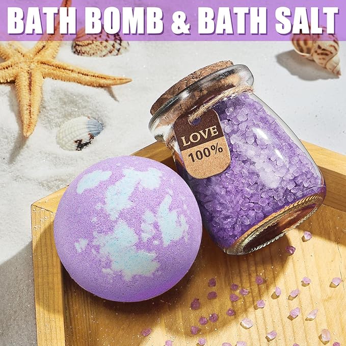 Birthday Gifts for Women Friendship, Lavender Relaxing Spa Gifts Basket for Women Self Care Gifts, Thank You Gifts Bath Set Valentines Day Gifts for Mom Her Friends Wife Sister Coworker Nurse Teacher