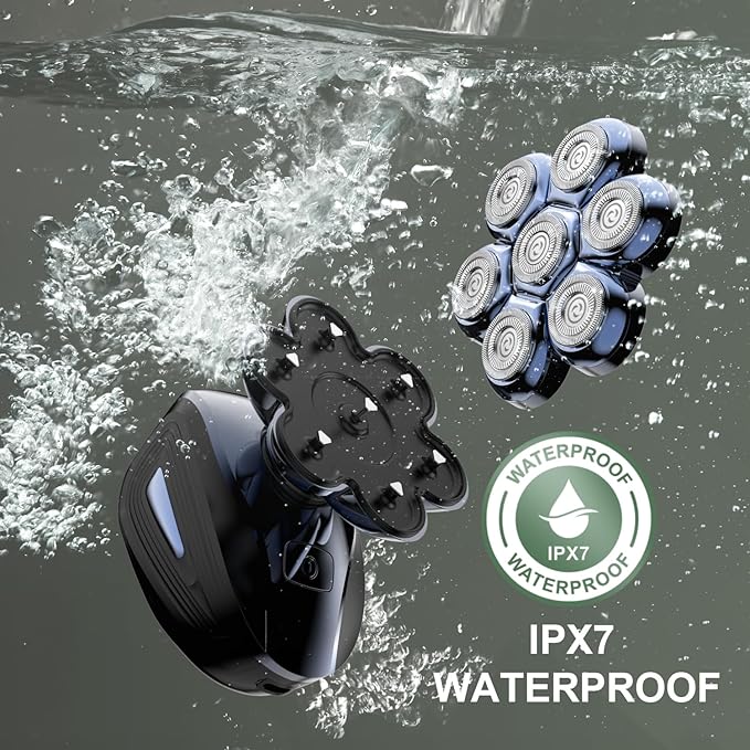 Head Shavers for Bald Men: Upgraded Detachable Head Shaver - IPX7 Waterproof Wet or Dry Electric Razor for Men - 7D LED Display Rechargeable Shaving Grooming Kit with Type-C Charge