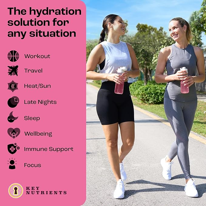 KEY NUTRIENTS Electrolytes Powder Packets - Fresh Pink Lemonade 20 Pack Hydration Packets - Travel Hydration Powder - Made in USA - No Sugar, No Calories, Gluten Free