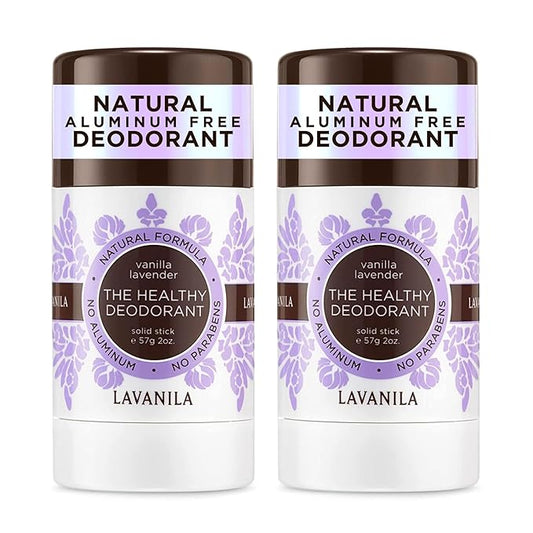 Lavanila Vanilla Lavender Deodorant for Women 2-Pack (2 Oz Each) - Natural Aluminum Free Solid Stick Deodorant, Made In USA, Vegan