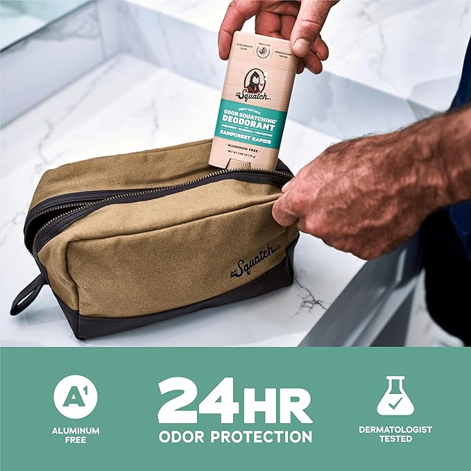 Dr. Squatch Natural Men’s Deodorant – Aluminum Free Natural Deodorant Men with Charcoal & Postbiotics for 72-Hour Odor Protection – Rainforest Rapids, 2.65oz Stick (3-Pack)