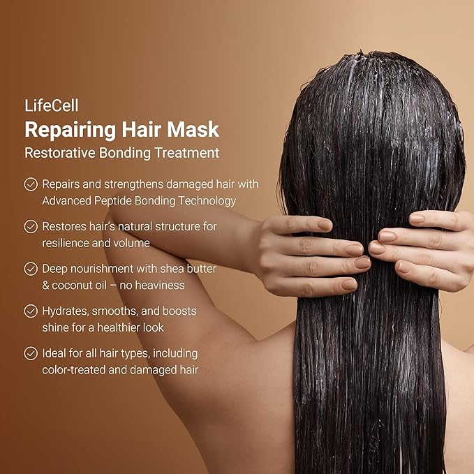 LifeCell Repairing Hair Mask – Restorative Bonding Treatment with Bioactive Peptides, Keratin, Plant Collagen, Shea Butter & Coconut Oil – Deep Nourishment & Strength for All Hair Types