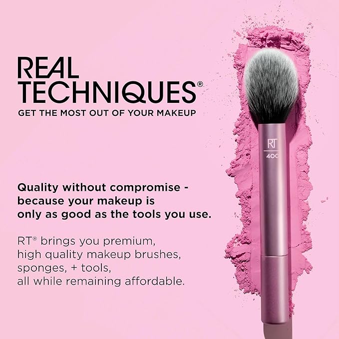 Real Techniques Bubble Blending Makeup Brush, Multipurpose Foundation Brush For Liquid, Cream, & Powder Products, Unique Round Brush Head, Synthetic Bristles, Vegan & Cruelty Free, 1 Count