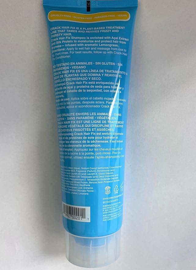 Crack HAIR FIX Shampoo with Twist Bottle | Moisturizing & Strengthening Sulfate-Free Formula | Protects Against Dryness, Reduces Breakage & Restores Shine | 8.5 Oz / 241 G