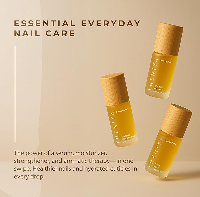 Cuticle Oil for Nail Strengthening and Growth – Hydrating, Vegan, Organic Formula with Jojoba & Vitamin E | 3 Signature Fragrances | 5mL Roll-On (0.17 Fl Oz, Sandalwood Fragrance)