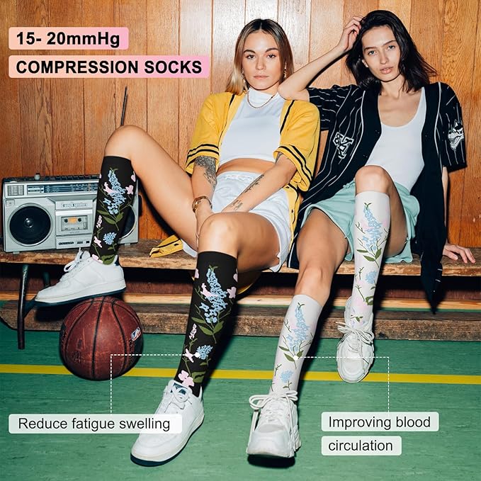 Iseasoo 4 Pairs Compression Socks for Women Circulation-Best Support for Nurses,Running,Athletic,Travel