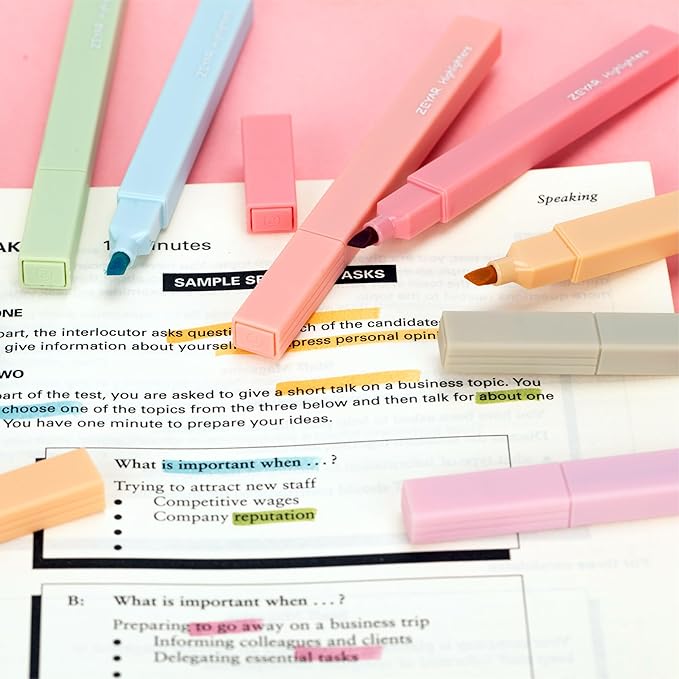 ZEYAR Aesthetic Cute Highlighter Pens, Cream colors, Chisel Tip, Water Based, Quick Dry, No Bleed for bible, four seasons color series (8 Autumn Colors)