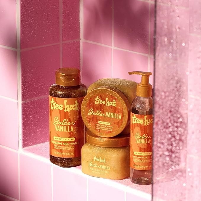 Tree Hut Golden Vanilla Shea Sugar Scrub, Exfoliating, Hydrating & Moisturizing Body Scrub with Shea Butter & Natural Oils, Smooth & Soften Skin, Polishing Exfoliant for Radiant Skin, 18 oz