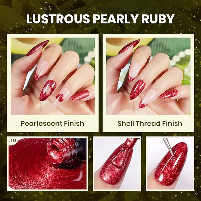 Beetles Cat Eye Gel Nail Polish Set - 20 Colors Gel Polish Nail Set Burgundy Brown Green Nail Polish Glitter Pearl Nail Manicure with Base Coat Matte&Top Coat Soak off Valentines Gift for Women