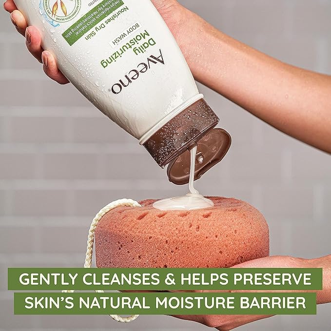 Aveeno Daily Moisturizing Lotion & Wash Regimen Pack, Nourishing Daily Moisturizing Body Lotion for Dry Skin, 18 oz, & Hydrating Body Wash with Soothing Prebiotic Oat, 18 oz, 2 Items