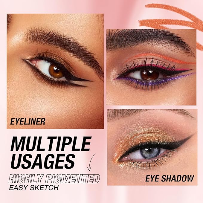 LANGMANNI 2Pcs Metal Colorful Eyeliner Pencil Set - Matte & Shimmer Eye Makeup,Smooth Use Long-Lasting & Waterproof Eyeliner Set(#11+12)