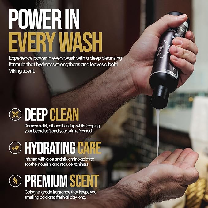 The Beard Struggle Radiance Beard Wash – Gold Collection, Asgardian Secret – Cleanse, Nourish & Soften – Beard Cleanser for Men (8 fl oz)