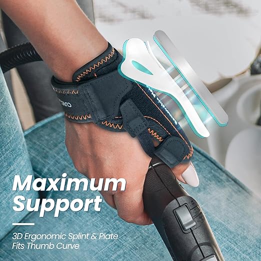 New Upgraded 2 in 1 Thumb Brace, Removable Thumb Spica Splint Left Right Hand with 3 Level Stability, Reversible Thumb Support for CMC, De Quervain’s Tendonitis, Trigger Thumb (S/M, Black)