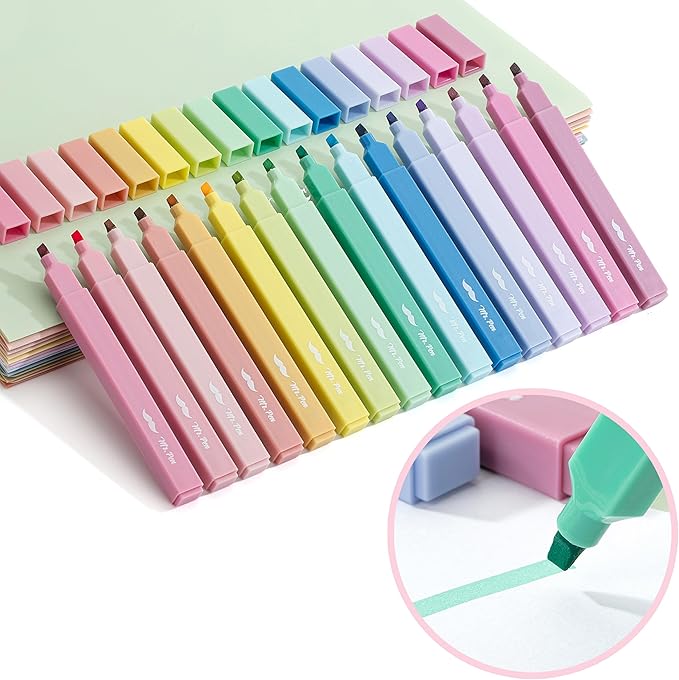Mr. Pen- Aesthetic Highlighters, 16 pcs, Chisel Tip, Assorted Colors, No Bleed Bible Highlighter Pastel