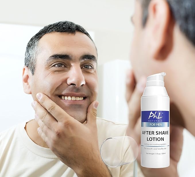 PHL Naturals Unscented Aftershave for Men – Fragrance-Free, Alcohol-Free After Shave Lotion for Sensitive Skin – Soothes, Prevents Razor Burn, Moisturizes – 1.75 oz