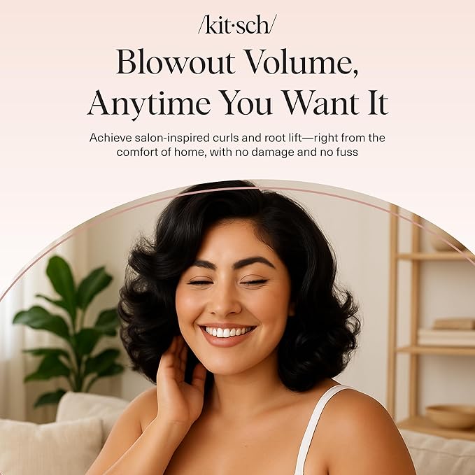 Kitsch Ceramic Thermal Hair Rollers for Women – Self Grip Hair Curlers for Heatless Curls Overnight - Volumizing Large Rollers for Short & Long Hair - For Long Lasting Frizz-Free Curls - Black, 8pcs