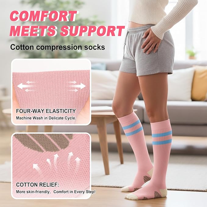 Iseasoo 4 Pairs Compression Socks for Women Circulation-Best Support for Nurses,Running,Athletic,Travel