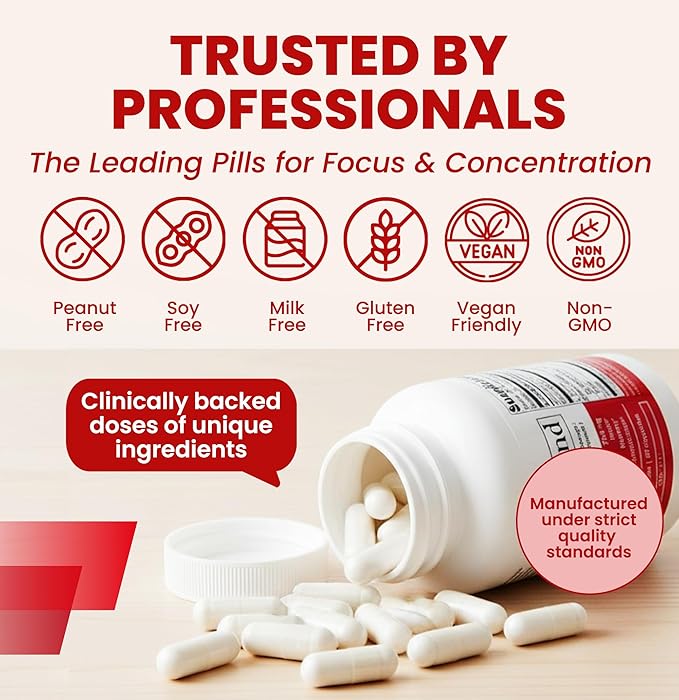 vyvamind Neurostimulant + Focus Aid Nootropic for Enhanced Concentration & Mental Clarity, Brain Support with Caffeine L-Theanine, Fast-Acting Cognitive Boost, 60 Capsules