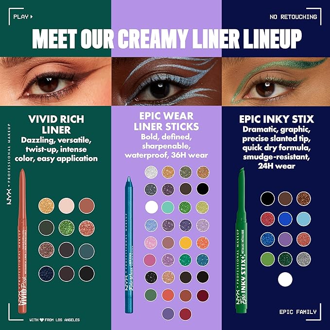 NYX PROFESSIONAL MAKEUP Epic Inky Stix Eyeliner, Mechanical Cream Gel Eyeliner, Waterproof Formula With Up To 24HR Wear - 12 Blush Byte (Metallic Coral Pink)