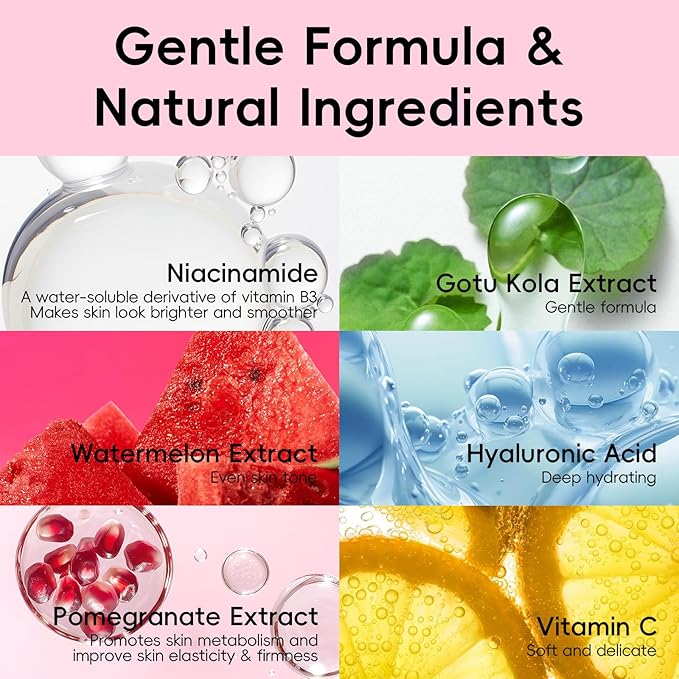 Early Anti-Aging Skincare Set, for Light Mature Skin, 6-Piece Natural Fruit Kit with Peptide, Vitamin C & Ceramide - Reduces Fine Lines & Dull Skin, Birthday Gifts for Women, Christmas Gift