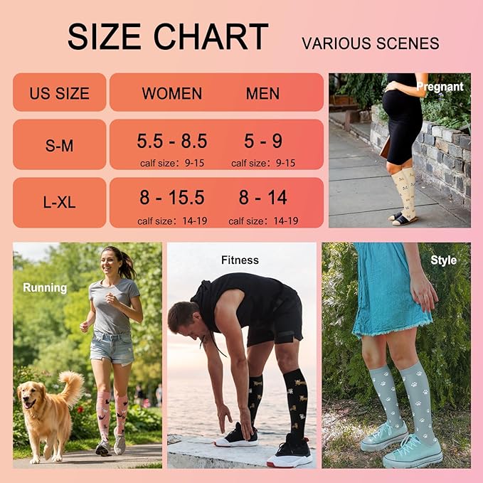 Iseasoo 4 Pairs Compression Socks for Women Circulation-Best Support for Nurses,Running,Athletic,Travel