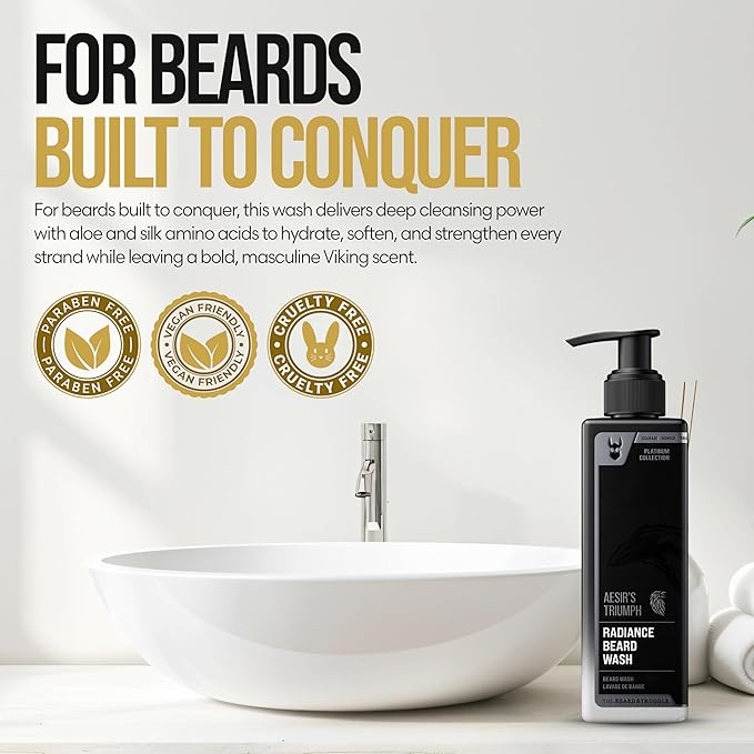 The Beard Struggle Radiance Beard Wash – Platinum Collection, Vanir’s Wisdom – Cleanse, Nourish & Soften – Beard Cleanser for Men (8 fl oz)