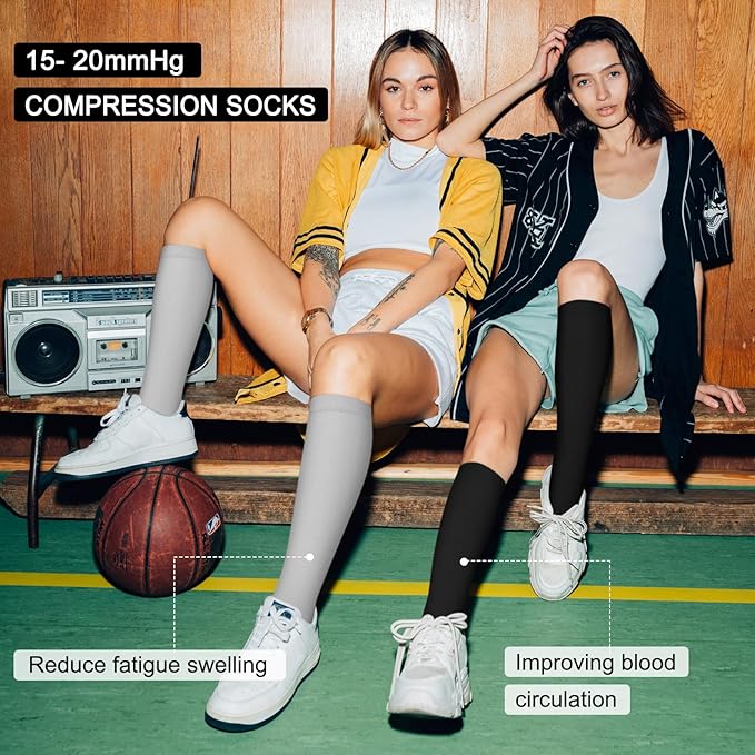 Iseasoo 4 Pairs Compression Socks for Women Circulation-Best Support for Nurses,Running,Athletic,Travel