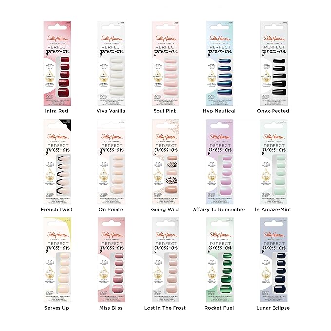 Sally Hansen Salon Effects Perfect Press-On Nails | Sq-oval Shape | Easy to Apply, Non-Damaging| 30 Nails, Nail Glue, Adhesive Tabs, File | In Amaze-Mint