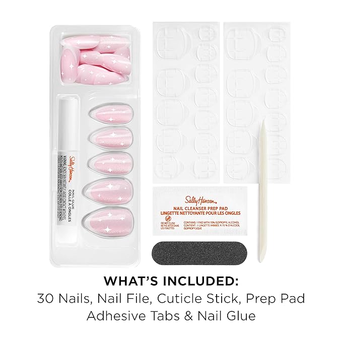 Sally Hansen Salon Effects Perfect Press-On Nails | Almond Shape | Easy to Apply, Non-Damaging | 30 Nails, Nail Glue, Adhesive Tabs, File | She's Shifty