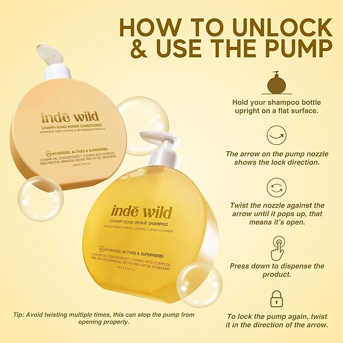 Indie Wild Champi Bond Repair Shampoo, Hair Fall Control and Scalp Cleanser with 21 Ayurvedic Herbs, 300 ml