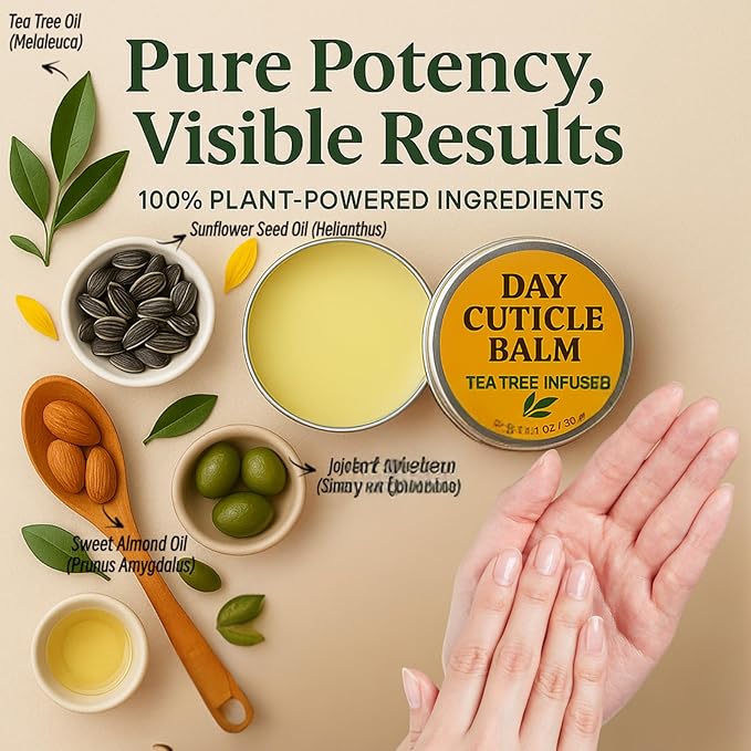 Tea Tree Oil Nail & Cuticle Balm - Cuticle Cream & Butter for Dry, Damaged Cuticles - Cuticle Healing Treatment, Moisturizer & Softener, 1.1 OZ, 1 Pack