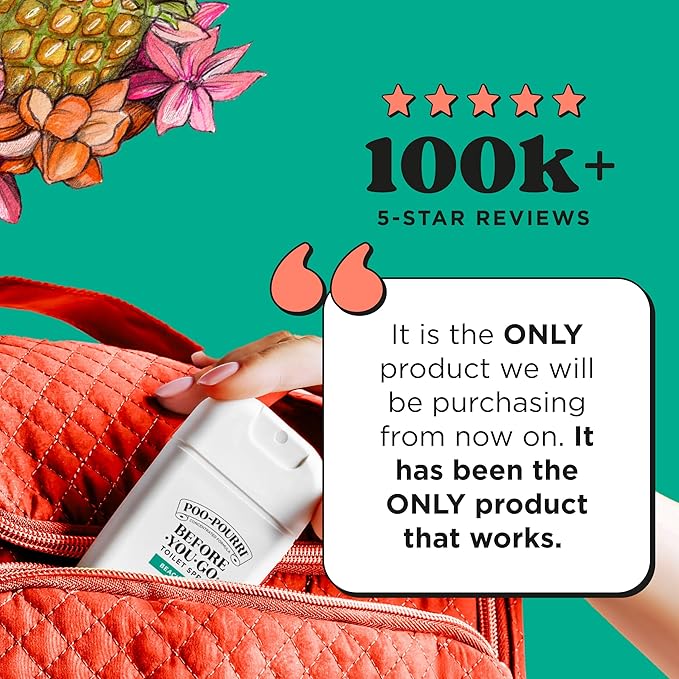 Poo-Pourri Before-You-Go Pocket Toilet Spray, Travel Essentials, Beach Bum, 1 Fl Oz, Up to 50 Uses, On-The-Go Bathroom Odor Deodorizer with Essential Oils, TSA Approved Size, Coconut Orchid Scent