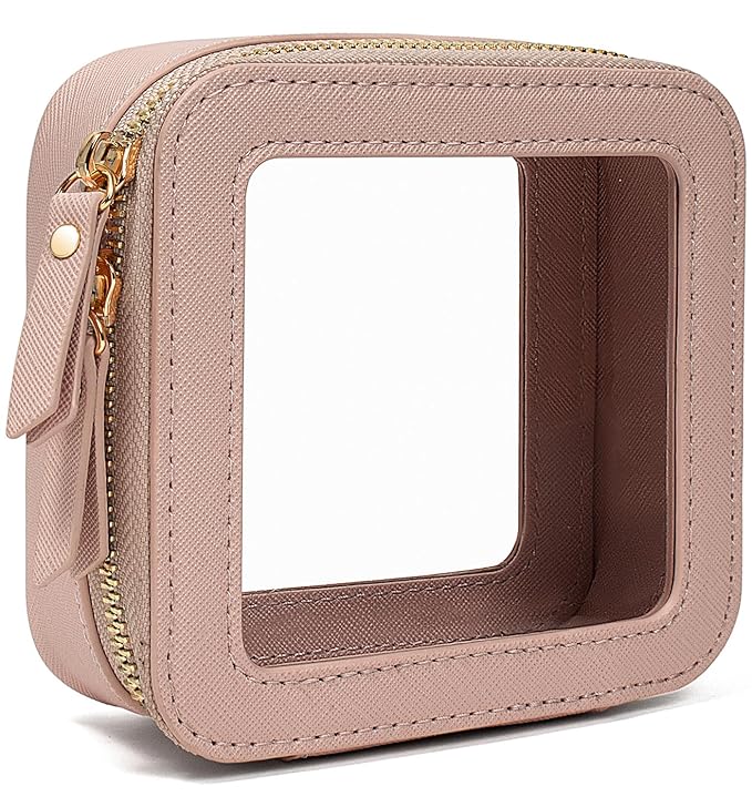 LETGO Clear Makeup Bags Small, TSA Approved Toiletry Bag with Zipper, Mini Clear Makeup Pouch Purse Organizer Fit Carry-on Travel Essentials,Small Cosmetic Bags for Car Storage (Mini-Nude)