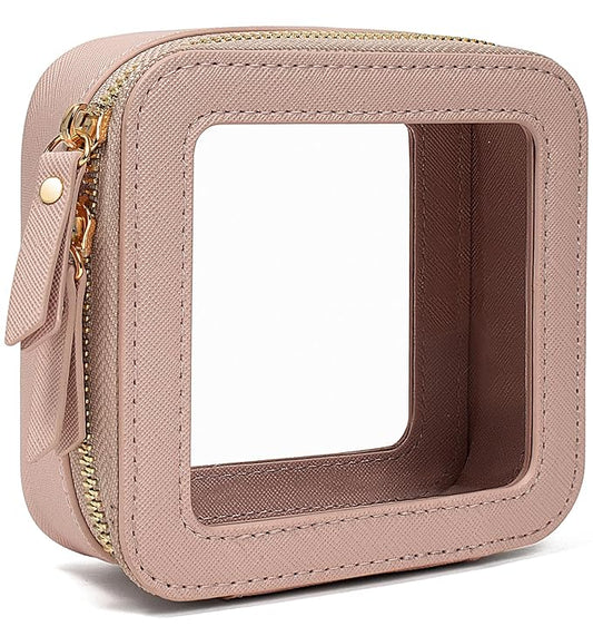 LETGO Clear Makeup Bags Small, TSA Approved Toiletry Bag with Zipper, Mini Clear Makeup Pouch Purse Organizer Fit Carry-on Travel Essentials,Small Cosmetic Bags for Car Storage (Mini-Nude)