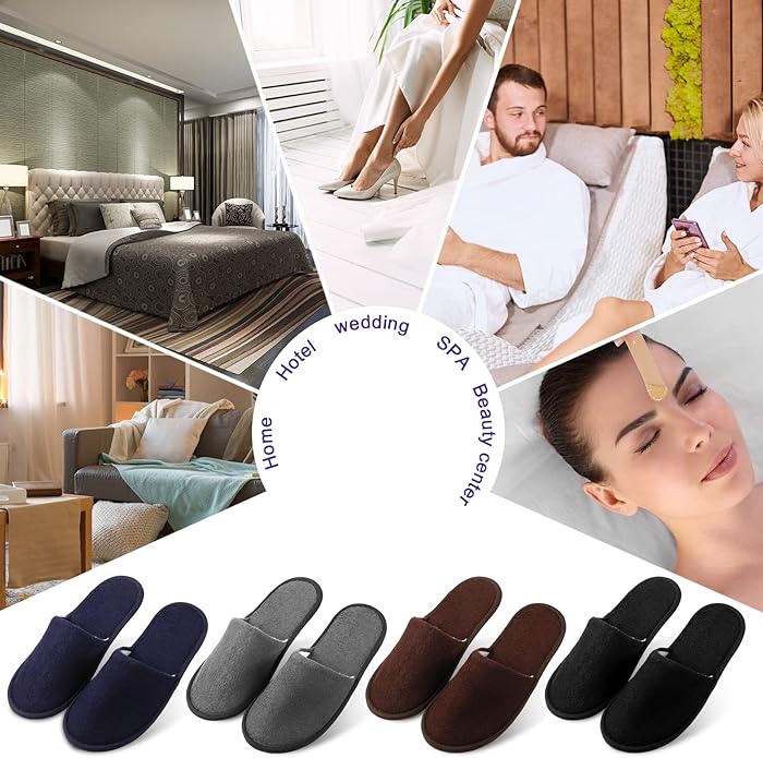 Geyoga 24 Pairs Disposable Slippers for Guests Bulk 2 Size Cotton Soft Spa Hotel House Slippers for Women Men Wedding Party Shoeless Home Indoor Travel
