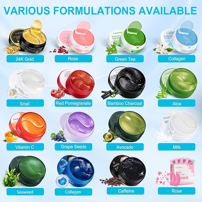 LAVONE Under Eye Patches-30 Pairs Hydrating & Anti-aging Eye Mask Skin Care for Dark Circles and Puffiness,Reduce Wrinkles,Eye Bags and Fine Lines,Eye Masks for Women and Man