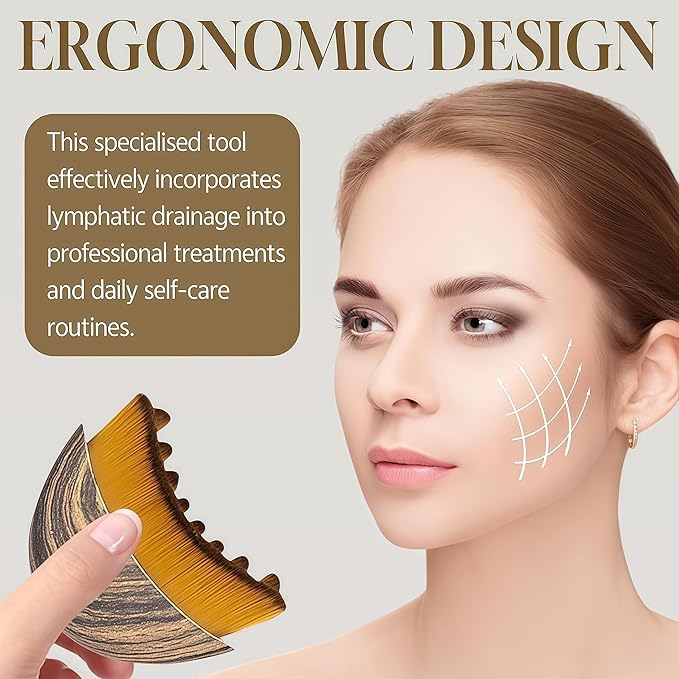 2 PCS Lymphatic Contour Face Brush, Contour Face Brush for Lymphatic Drainage,Ergonomically Designed to Fit The Skin Precisely,Improves Skin Glow & Absorption